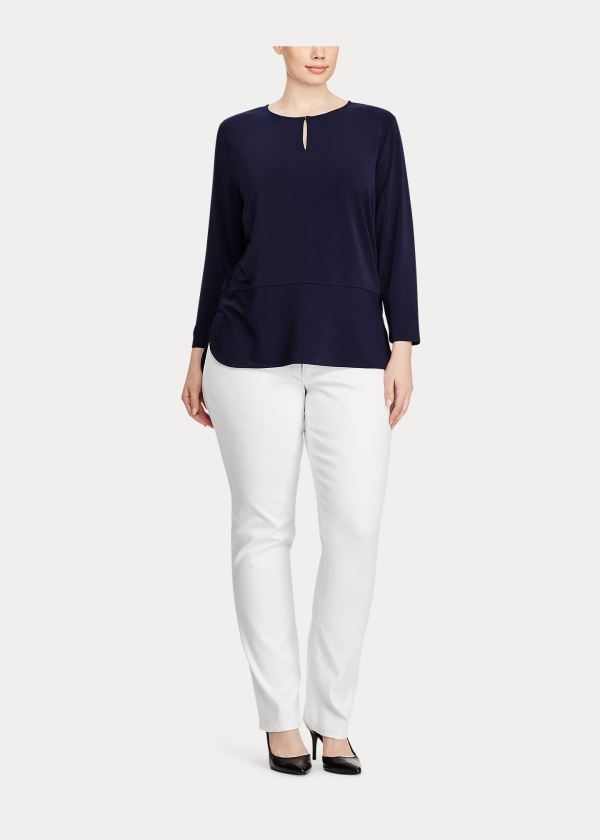 Women's Ralph Lauren Keyhole Stretch Jersey Tops | 460783WSV